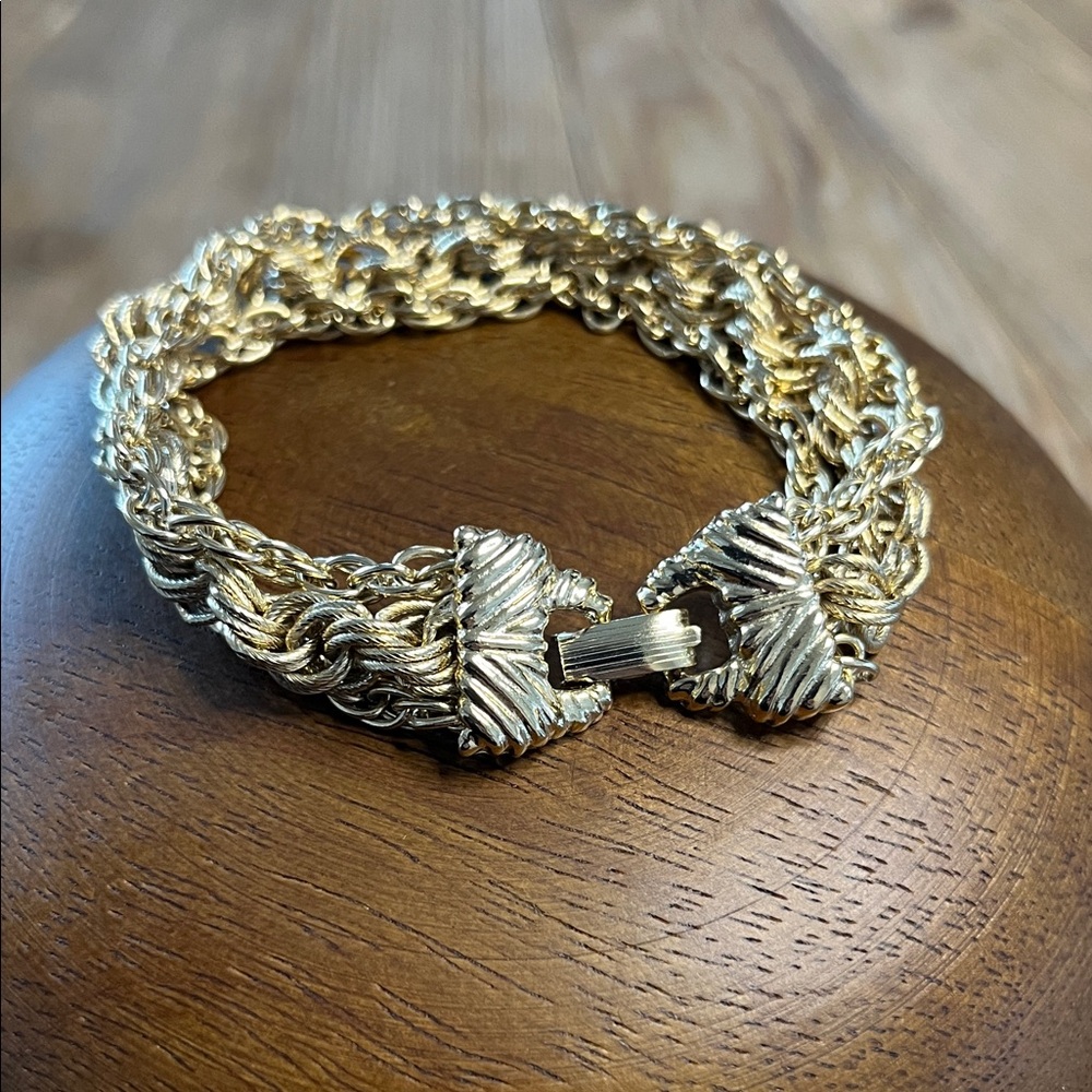 Vintage Signed Goldette N.Y. - Triple Goldtone Chsin Link Bracelet